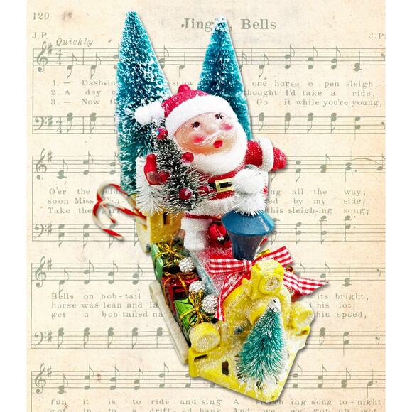 Price Reduced Vintage Christmas Assemblage – Santa Riding Toy Train - Picture 5 of 5